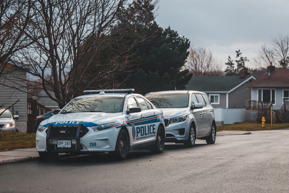 Federal law enforcement vehicles on a city street