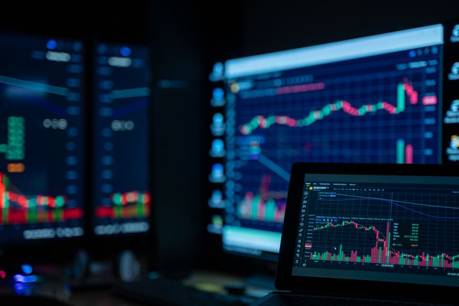 Stock market data on a trading screen